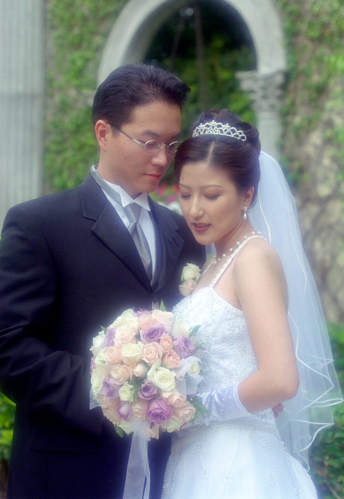 Bride and Groom with soft focus